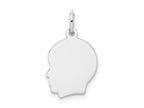 FJC Finejewelers 14 kt White Gold Personalized White Plain Small.018 Depth Facing Left Engravable Boy Charm 18 x 10 mm