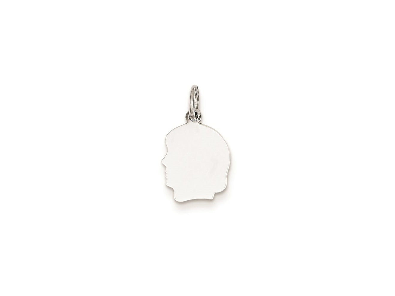 FJC Finejewelers 14 kt White Gold Personalized White Plain Small.011 Depth Facing Left Engravable Girl Charm 18 x 10 mm