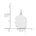 FJC Finejewelers 14 kt White Gold Personalized White Plain Small.018 Depth Facing Left Engravable Girl Charm 18 x 10 mm