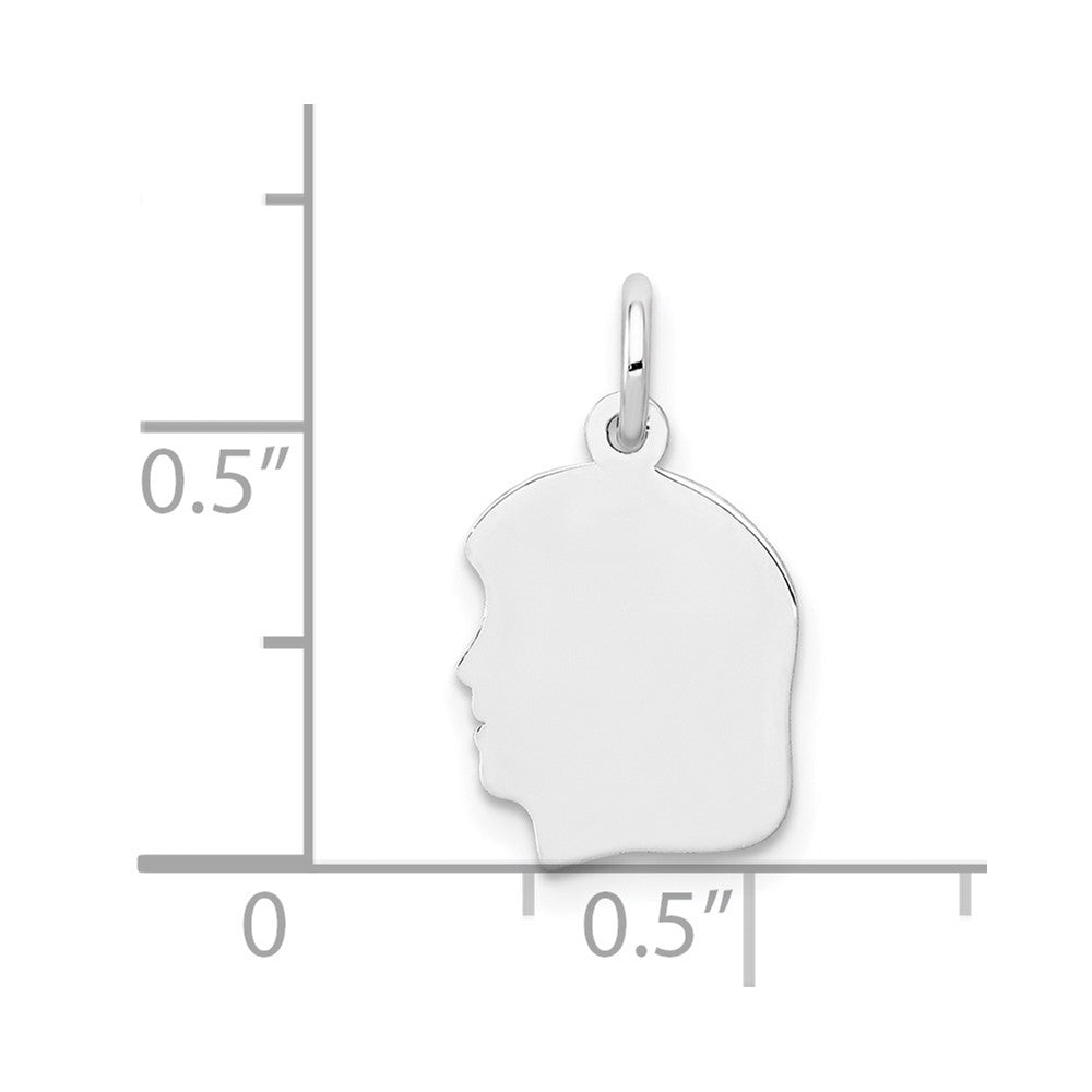 FJC Finejewelers 14 kt White Gold Personalized White Plain Small.018 Depth Facing Left Engravable Girl Charm 18 x 10 mm