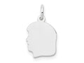 FJC Finejewelers 14 kt White Gold Personalized White Plain Small.018 Depth Facing Left Engravable Girl Charm 18 x 10 mm