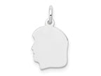 FJC Finejewelers 14 kt White Gold Personalized White Plain Small.018 Depth Facing Left Engravable Girl Charm 18 x 10 mm