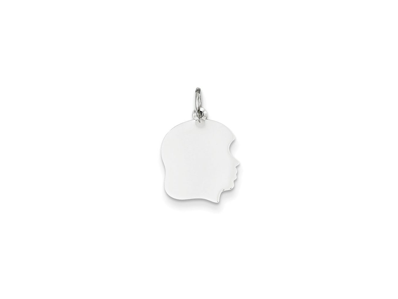 FJC Finejewelers 14 kt White Gold Personalized White Plain Medium.013 Depth Facing Right Engravable Girl Charm 22 x 13 m