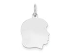 FJC Finejewelers 14 kt White Gold Personalized White Plain Medium.018 Depth Facing Right Engravable Girl Charm 22 x 13 m