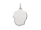 FJC Finejewelers 14 kt White Gold Personalized White Plain Medium.027 Depth Facing Left Engravable Boy Charm 22 x 13 mm