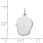 FJC Finejewelers 14 kt White Gold Personalized White Plain Medium.035 Depth Facing Left Engravable Boy Charm 22 x 13 mm