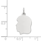 FJC Finejewelers 14 kt White Gold Personalized White Plain Medium.009 Depth Facing Left Engravable Girl Charm 22 x 13 mm