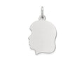 FJC Finejewelers 14 kt White Gold Personalized White Plain Medium.013 Depth Facing Left Engravable Girl Charm 22 x 13 mm