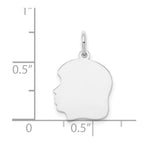 FJC Finejewelers 14 kt White Gold Personalized White Plain Medium.018 Depth Facing Left Engravable Girl Charm 22 x 13 mm
