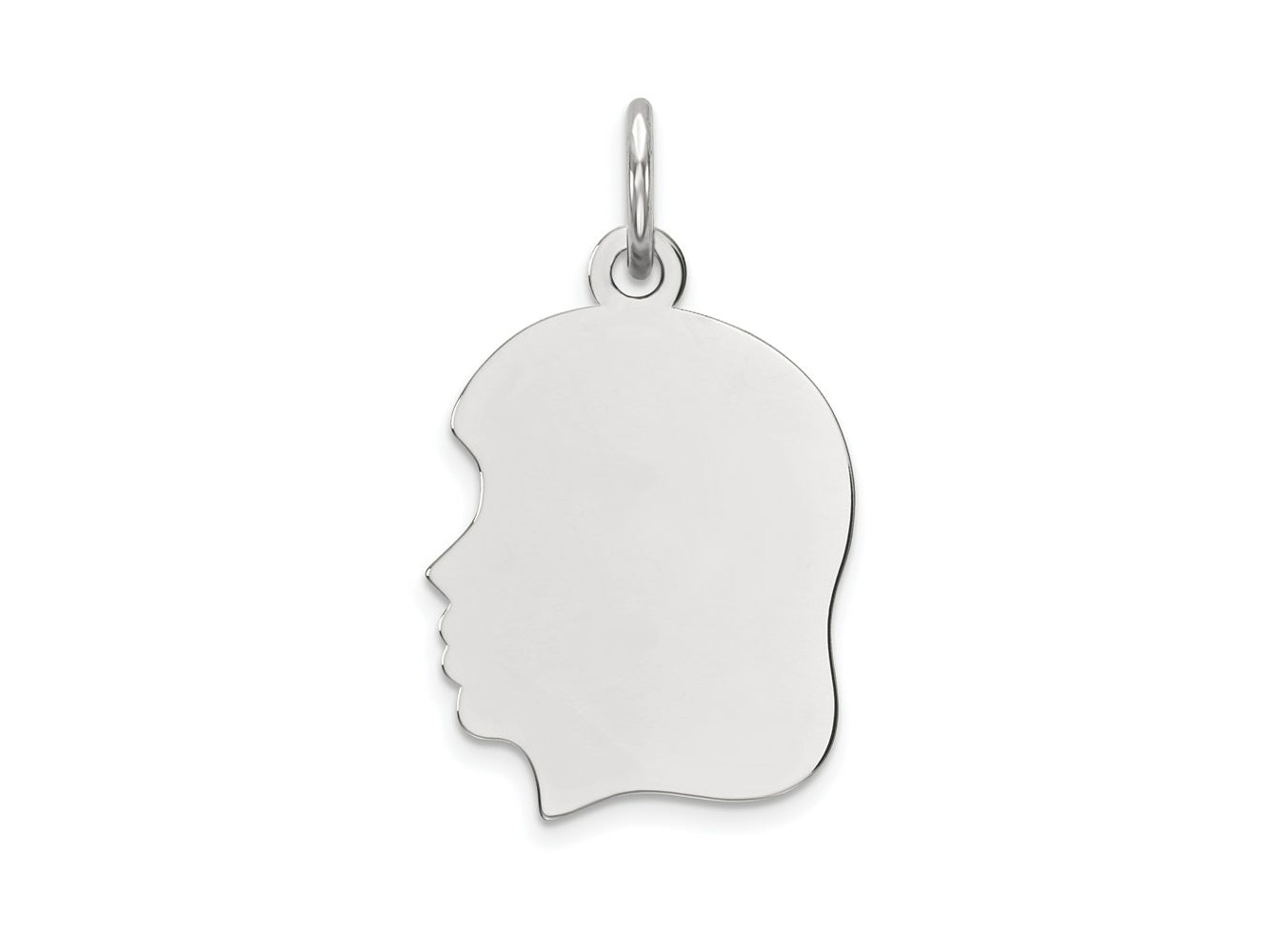 FJC Finejewelers 14 kt White Gold Personalized White Plain Medium.035 Depth Facing Left Engravable Girl Charm 22 x 13 mm