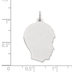 FJC Finejewelers 14 kt White Gold Personalized White Plain Medium.011 Depth Facing Right Engravable Boy Charm 27 x 17 mm