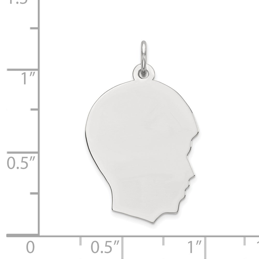 FJC Finejewelers 14 kt White Gold Personalized White Plain Medium.011 Depth Facing Right Engravable Boy Charm 27 x 17 mm