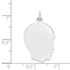 FJC Finejewelers 14 kt White Gold Personalized White Plain Medium.018 Depth Facing Right Engravable Boy Charm 27 x 17 mm