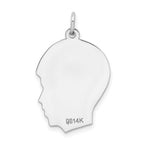 FJC Finejewelers 14 kt White Gold Personalized White Plain Medium.018 Depth Facing Right Engravable Boy Charm 27 x 17 mm