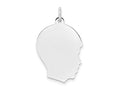 FJC Finejewelers 14 kt White Gold Personalized White Plain Medium.018 Depth Facing Right Engravable Boy Charm 27 x 17 mm