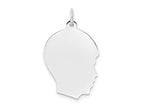 FJC Finejewelers 14 kt White Gold Personalized White Plain Medium.018 Depth Facing Right Engravable Boy Charm 27 x 17 mm
