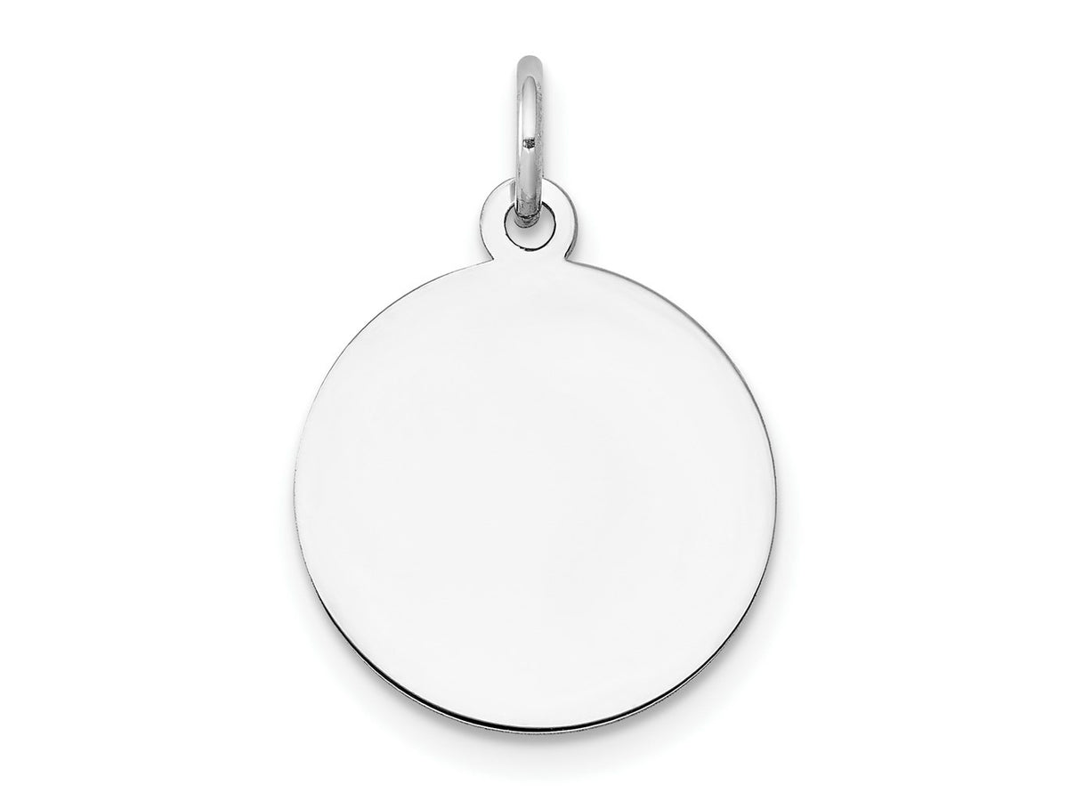 FJC Finejewelers 14 kt White Gold Personalized Plain .018 Gauge Circular Engravable Disc Charm 21 x 15 mm