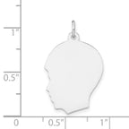 FJC Finejewelers 14 kt White Gold Personalized White Plain Medium.018 Depth Facing Left Engravable Boy Charm 27 x 17 mm