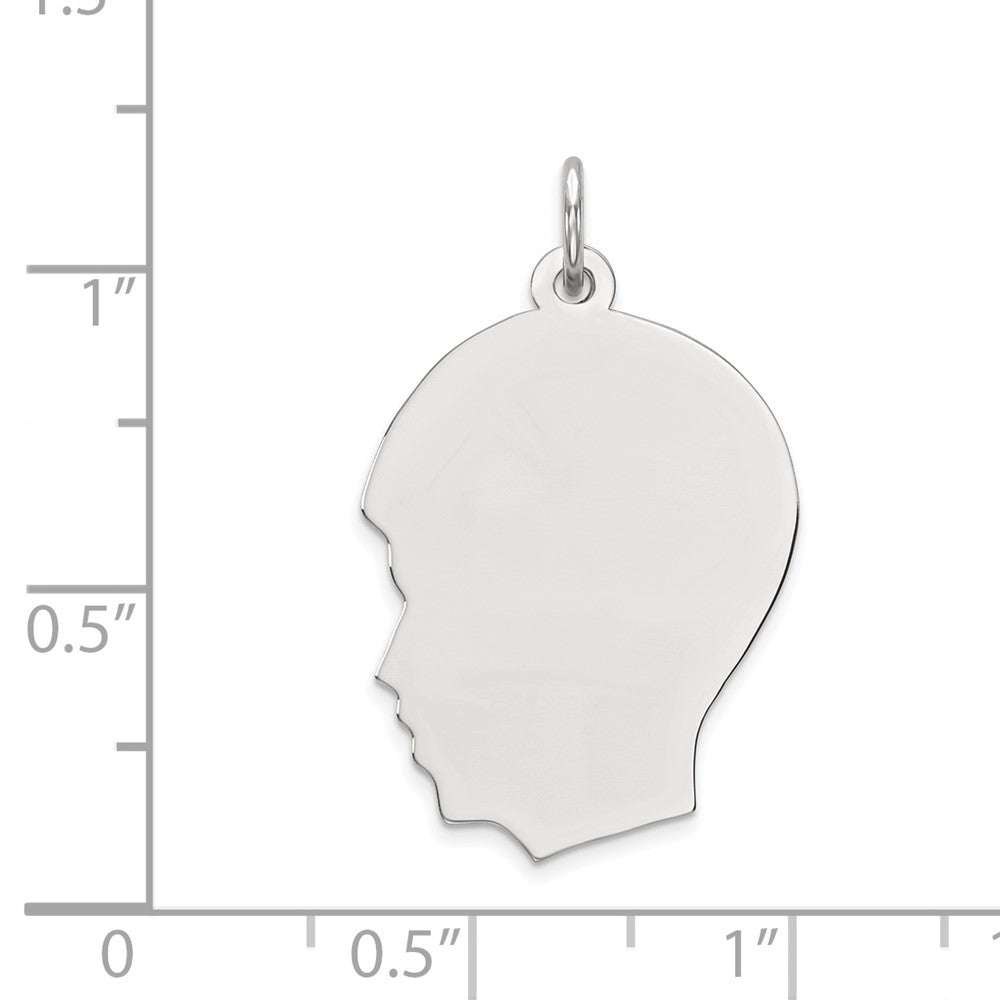 FJC Finejewelers 14 kt White Gold Personalized White Plain Medium.035 Depth Facing Left Engravable Boy Charm 27 x 17 mm