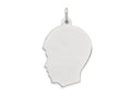 FJC Finejewelers 14 kt White Gold Personalized White Plain Medium.035 Depth Facing Left Engravable Boy Charm 27 x 17 mm