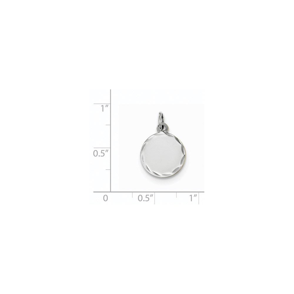 FJC Finejewelers 14 kt White Gold Bright Cut Etched .009 Gauge Engraveable Round Disc Charm 20 mm x 13 mm