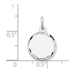 FJC Finejewelers 14 kt White Gold Bright Cut Etched .018 Gauge Engraveable Round Disc Charm 20 mm x 13 mm