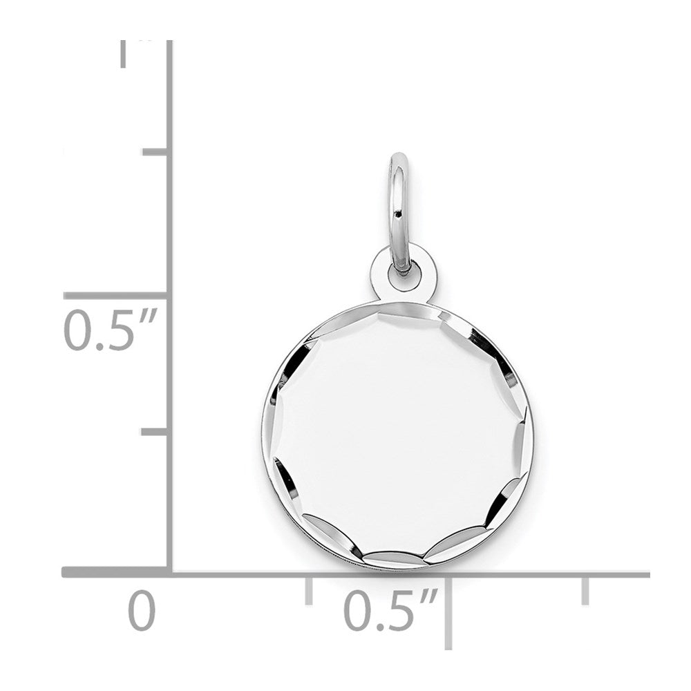 FJC Finejewelers 14 kt White Gold Bright Cut Etched .018 Gauge Engraveable Round Disc Charm 20 mm x 13 mm