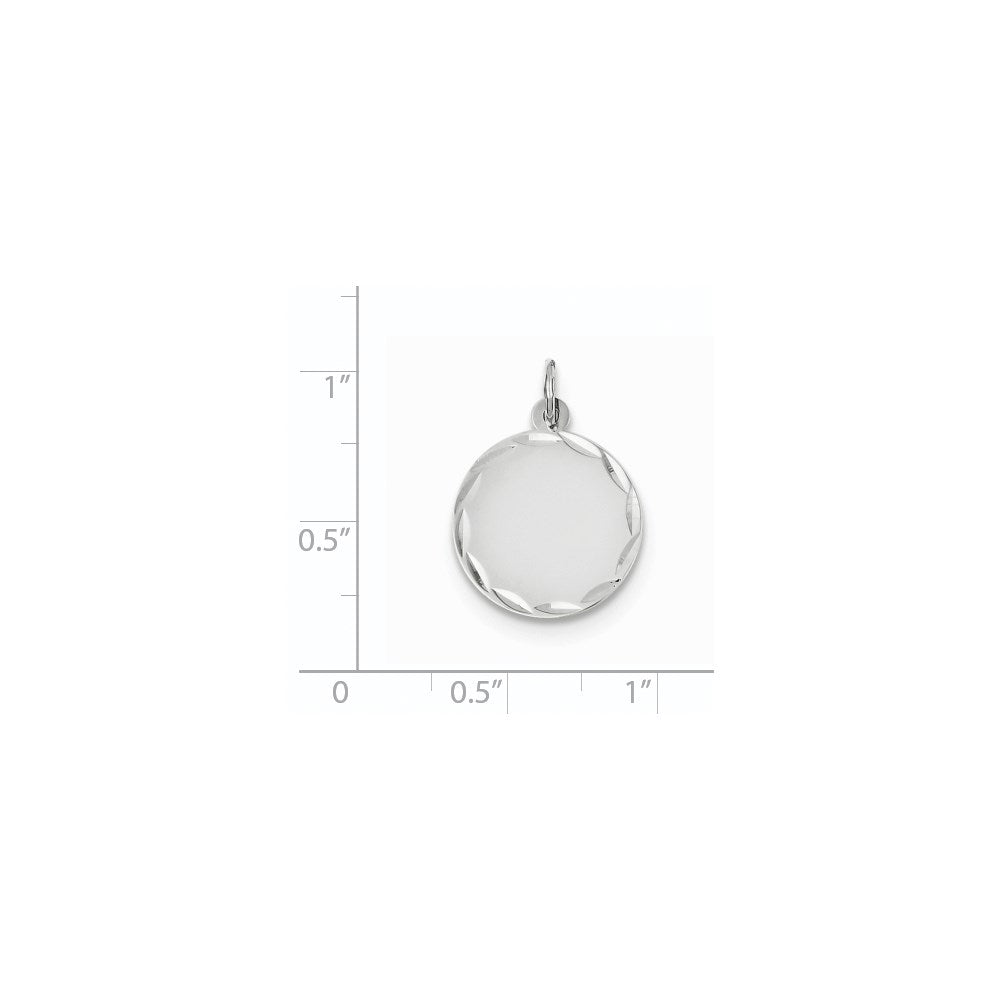 FJC Finejewelers 14 kt White Gold Bright Cut Etched .009 Gauge Engraveable Round Disc Charm 23 mm x 16 mm
