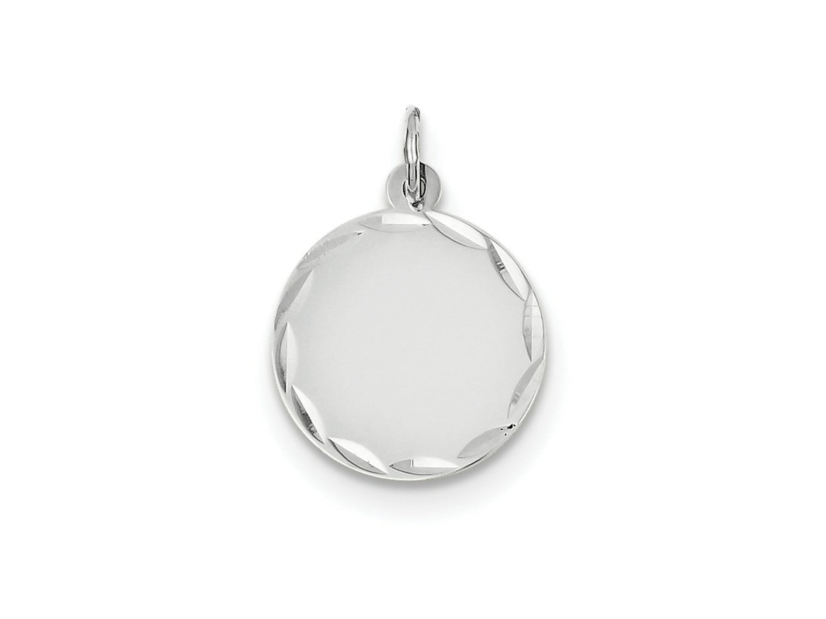 FJC Finejewelers 14 kt White Gold Bright Cut Etched .009 Gauge Engraveable Round Disc Charm 23 mm x 16 mm