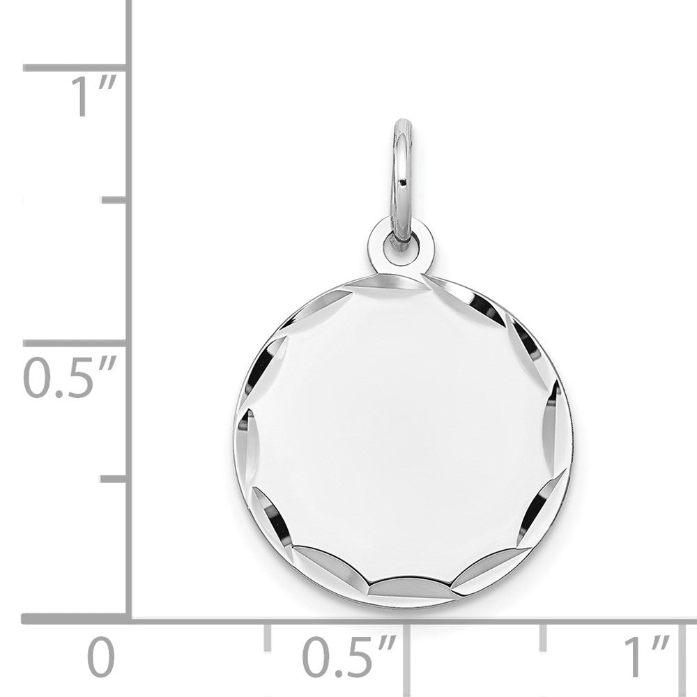 FJC Finejewelers 14 kt White Gold Bright Cut Etched .018 Gauge Engraveable Round Disc Charm 23 mm x 16 mm