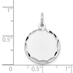 FJC Finejewelers 14 kt White Gold Bright Cut Etched .018 Gauge Engraveable Round Disc Charm 23 mm x 16 mm