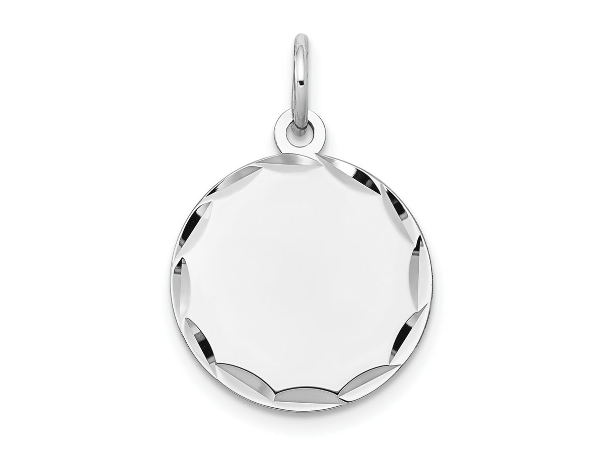 FJC Finejewelers 14 kt White Gold Bright Cut Etched .027 Gauge Engraveable Round Disc Charm 23 mm x 16 mm