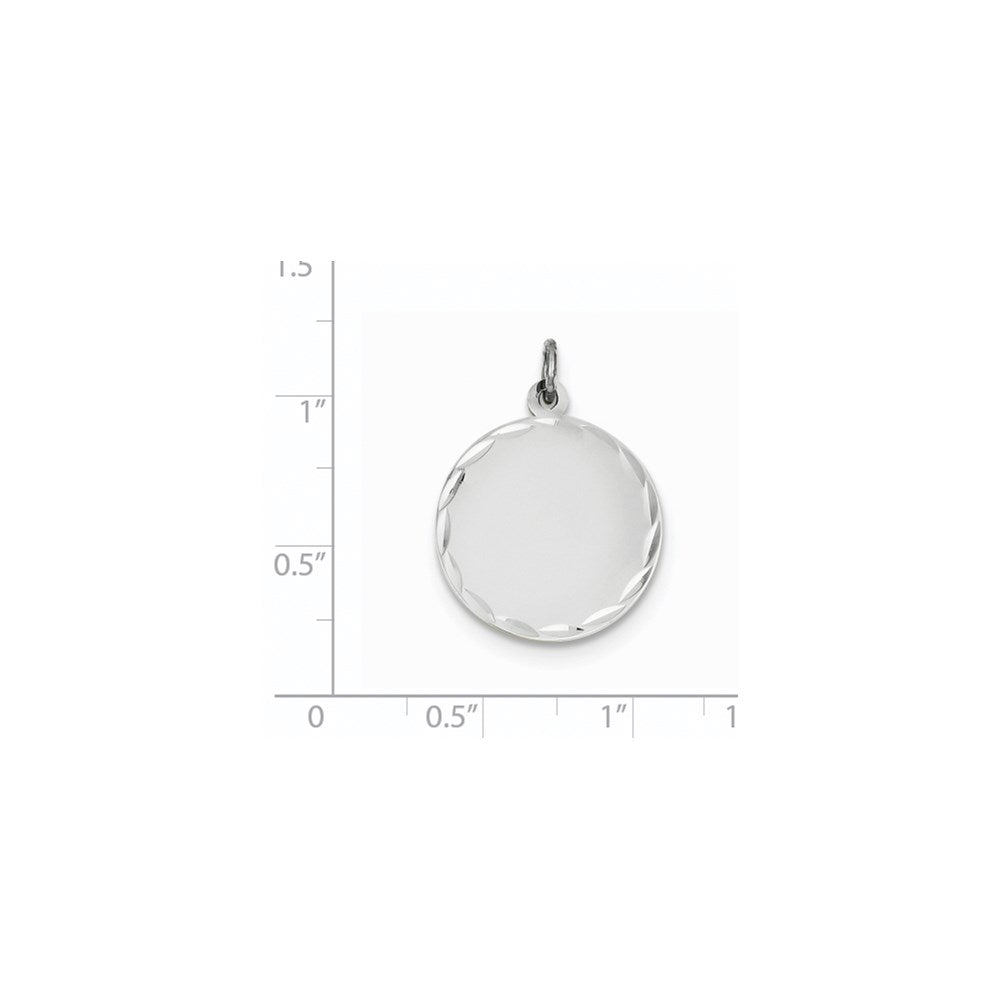 FJC Finejewelers 14 kt White Gold Bright Cut Etched .011 Gauge Engraveable Round Disc Charm 27 mm x 19 mm