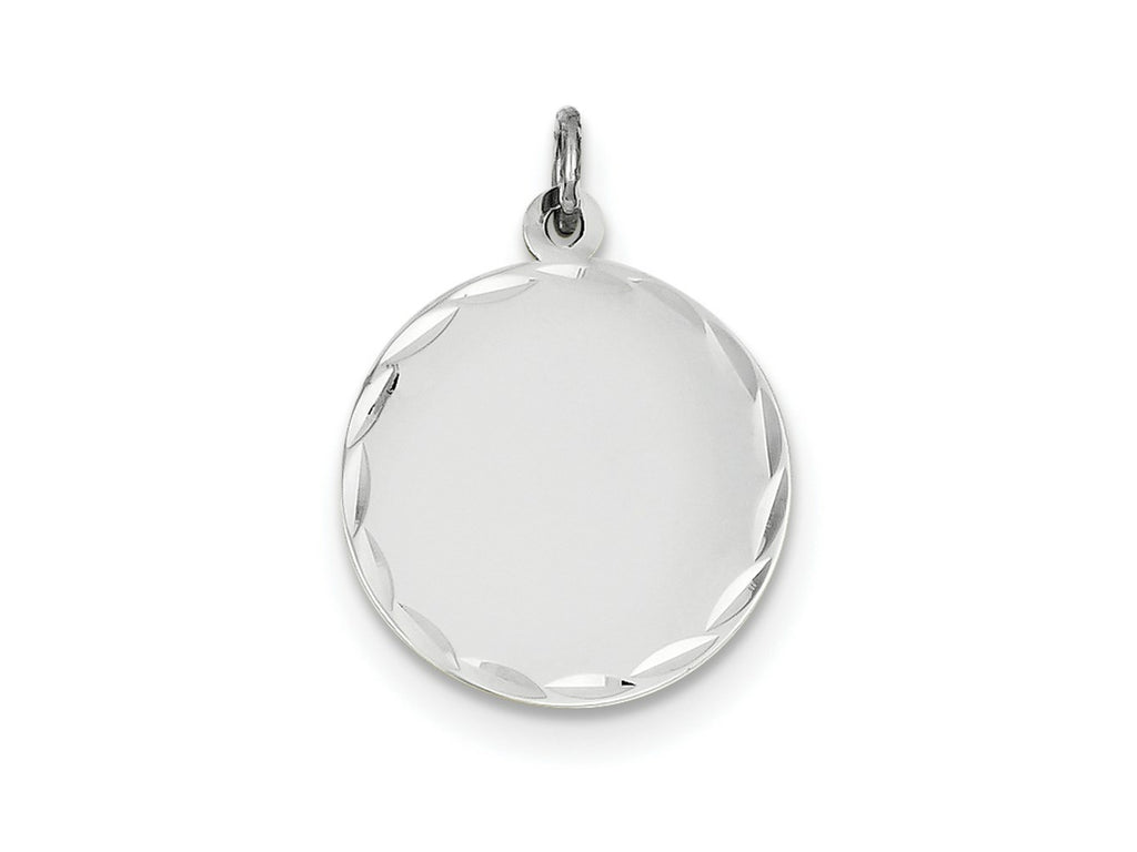 FJC Finejewelers 14 kt White Gold Bright Cut Etched .011 Gauge Engraveable Round Disc Charm 27 mm x 19 mm