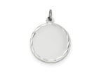 FJC Finejewelers 14 kt White Gold Bright Cut Etched .011 Gauge Engraveable Round Disc Charm 27 mm x 19 mm