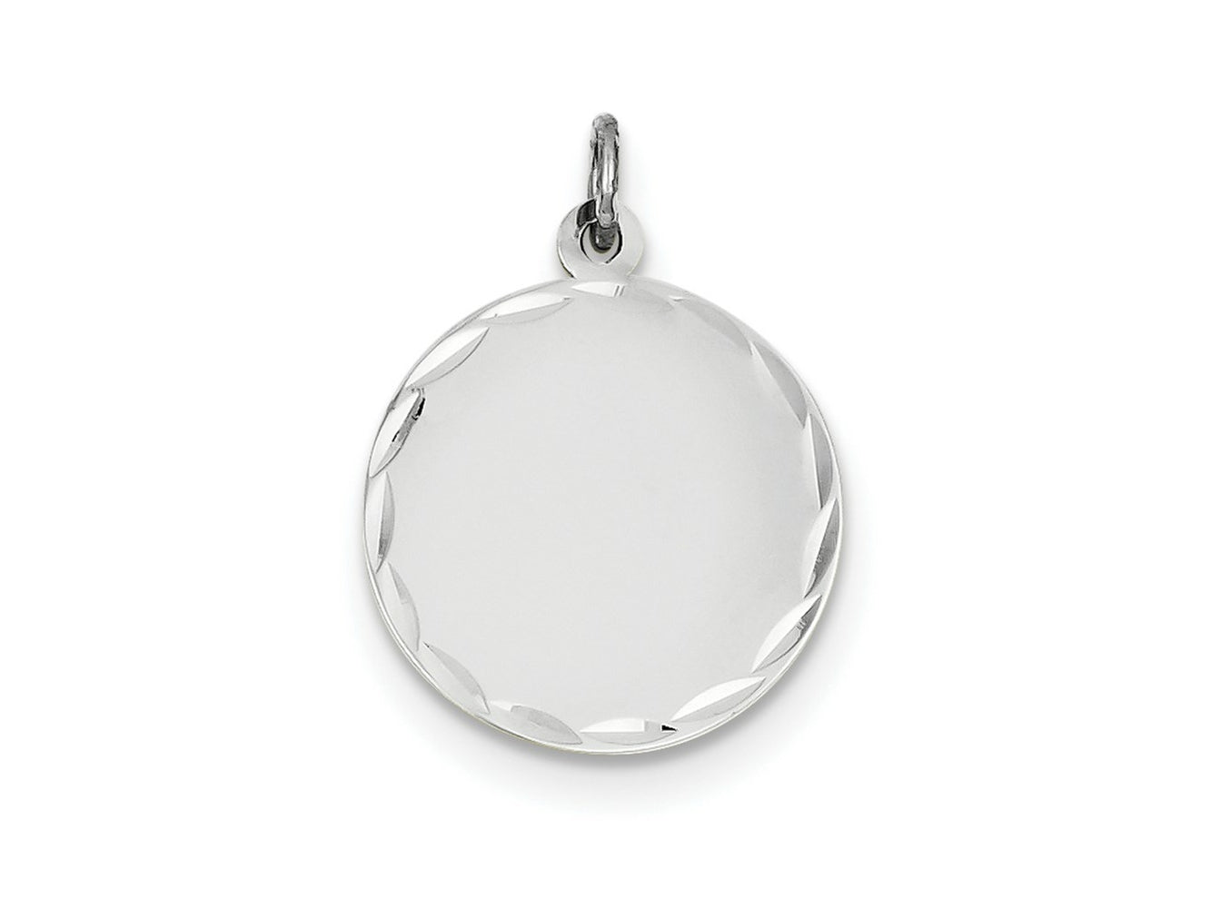 FJC Finejewelers 14 kt White Gold Bright Cut Etched .011 Gauge Engraveable Round Disc Charm 27 mm x 19 mm