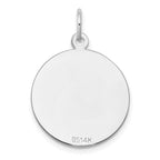FJC Finejewelers 14 kt White Gold Bright Cut Etched .018 Gauge Engraveable Round Disc Charm 27 mm x 19 mm