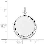 FJC Finejewelers 14 kt White Gold Bright Cut Etched .018 Gauge Engraveable Round Disc Charm 27 mm x 19 mm