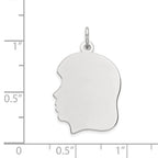 FJC Finejewelers 14 kt White Gold Personalized White Plain Medium.011 Depth Facing Left Engravable Girl Charm 27 x 17 mm