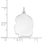FJC Finejewelers 14 kt White Gold Personalized White Plain Medium.018 Depth Facing Left Engravable Girl Charm 27 x 17 mm