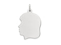 FJC Finejewelers 14 kt White Gold Personalized White Plain Medium.035 Depth Facing Left Engravable Girl Charm 27 x 17 mm
