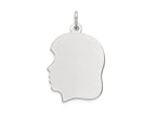 FJC Finejewelers 14 kt White Gold Personalized White Plain Medium.035 Depth Facing Left Engravable Girl Charm 27 x 17 mm