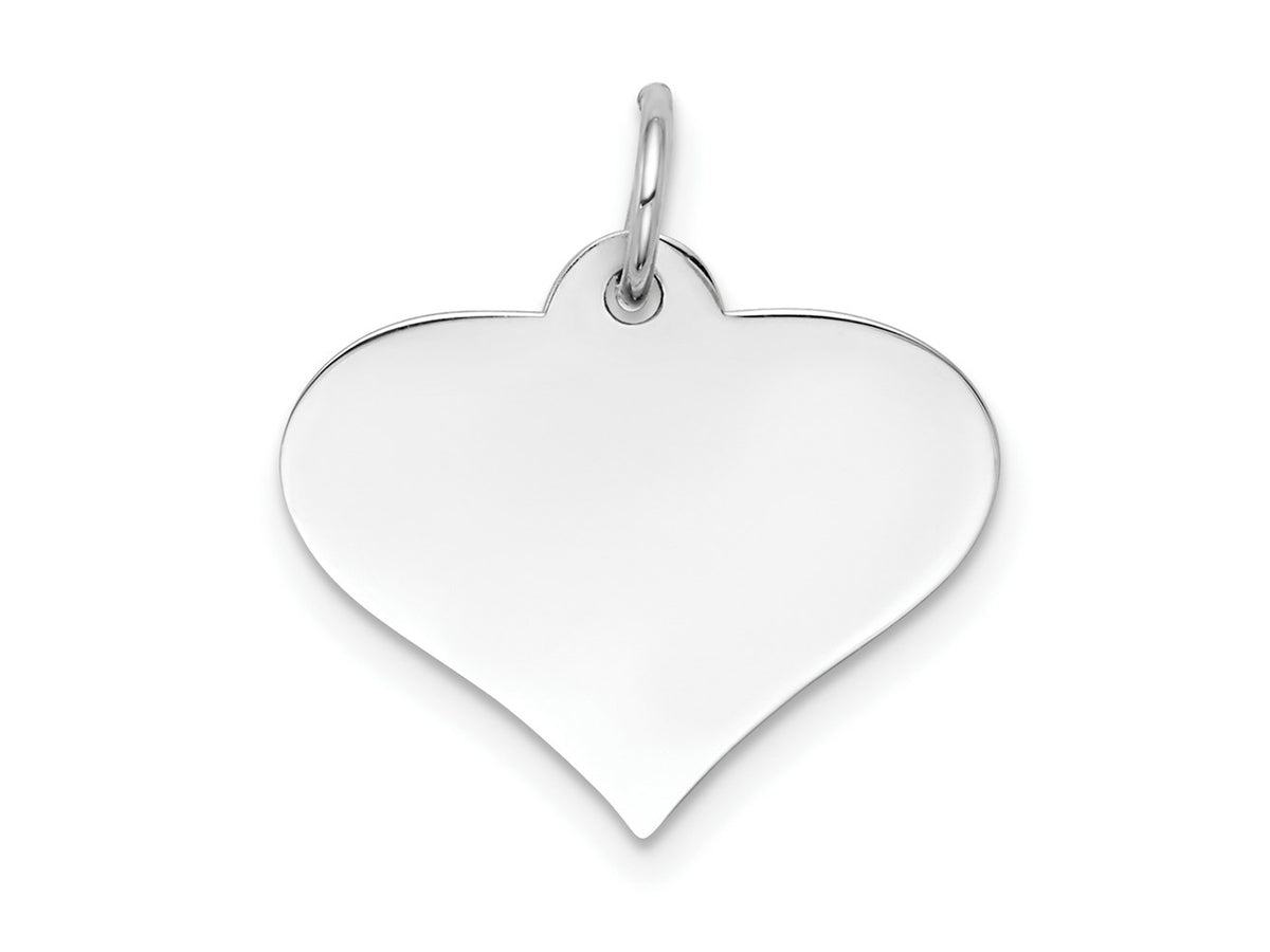 FJC Finejewelers 14 kt White Gold Plain .018 Gauge Engraveable Heart Disc Charm 21 mm x 19 mm