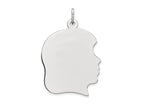 FJC Finejewelers 14 kt White Gold Personalized White Plain Large.011 Depth Facing Right Engravable Girl Charm 30 x 20 mm
