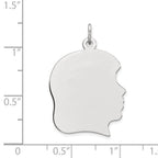 FJC Finejewelers 14 kt White Gold Personalized White Plain Large.013 Depth Facing Right Engravable Girl Charm 30 x 20 mm