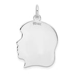 FJC Finejewelers 14 kt White Gold Personalized White Plain Large.018 Depth Facing Right Engravable Girl Charm 30 x 20 mm