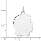 FJC Finejewelers 14 kt White Gold Personalized White Plain Large.018 Depth Facing Right Engravable Girl Charm 30 x 20 mm