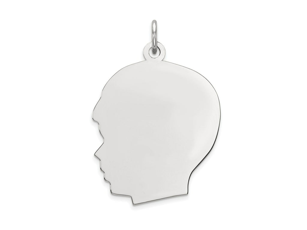FJC Finejewelers 14 kt White Gold Personalized White Plain Large.011 Depth Facing Left Engravable Boy Charm 30 x 20 mm