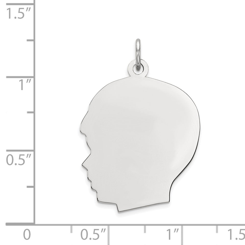 FJC Finejewelers 14 kt White Gold Personalized White Plain Large.013 Depth Facing Left Engravable Boy Charm 30 x 20 mm