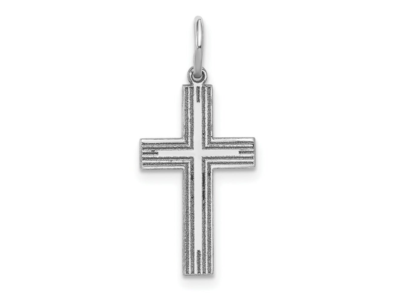FJC Finejewelers 14 kt White Gold Solid Laser Etched Cross Charm 25 mm x 12 mm